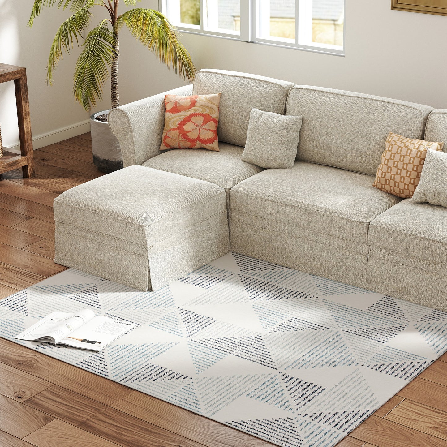 HOMCOM Modern Area Rug Geometric Pattern Non-Slip Washable Rug for Living Room Office 170 x 120 cm Multi-Coloured