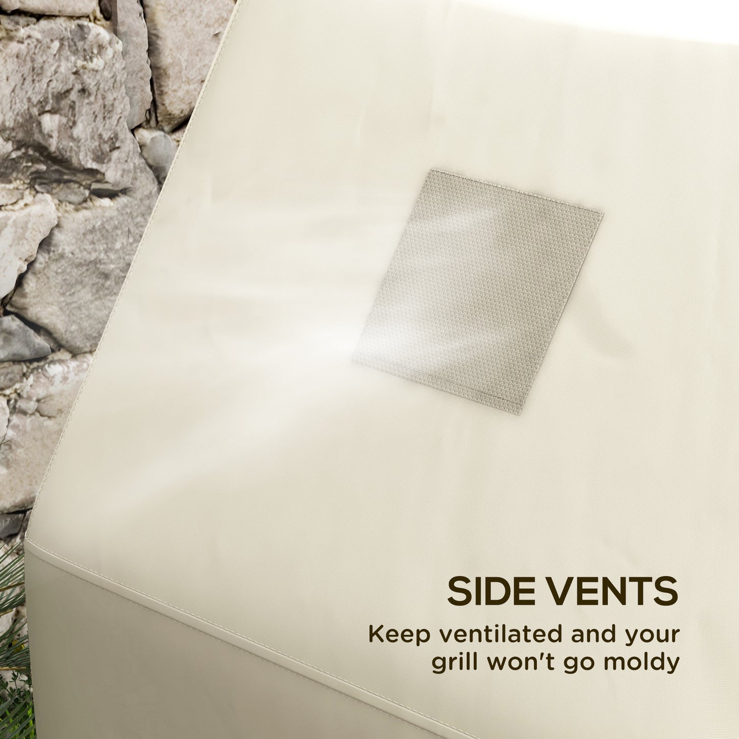 Outsunny 66W x 152Lcm PU Coated Protective Grill Cover Beige Weatherproof UV Resistant BBQ Protector