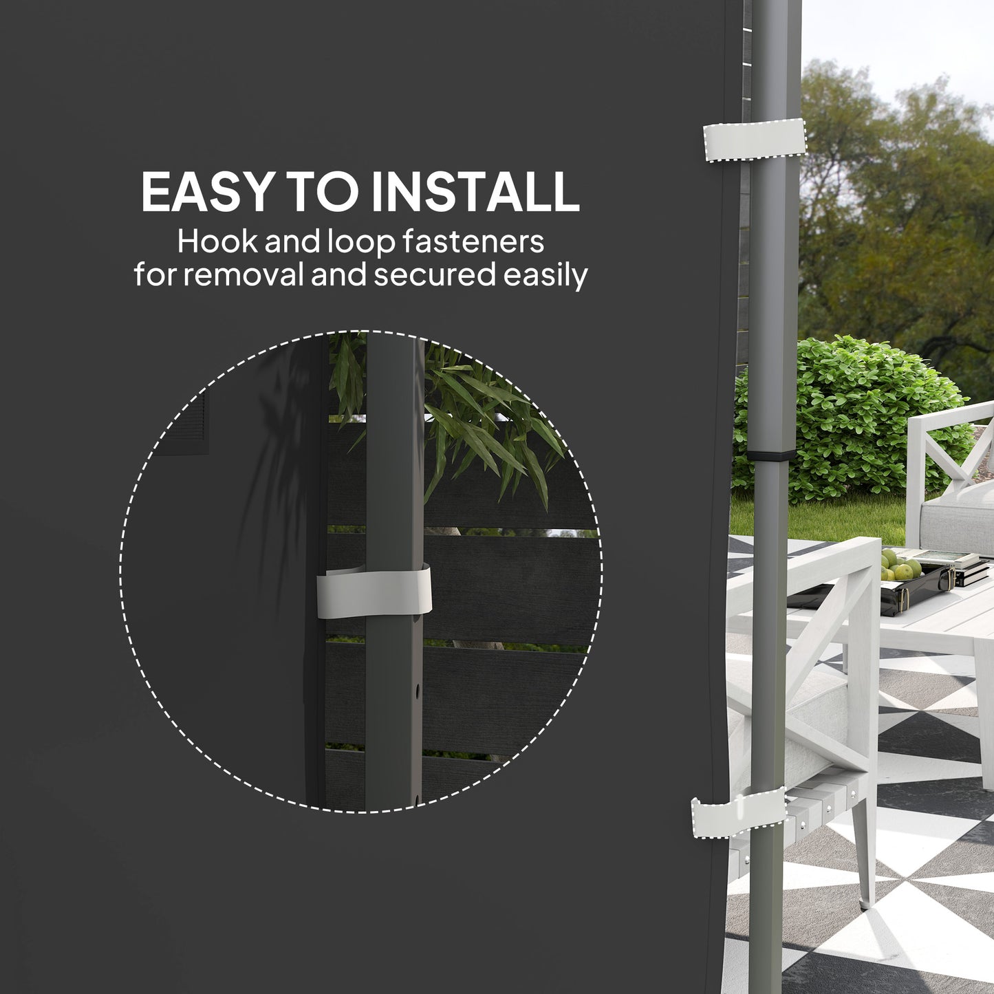 Outsunny 195 x 295 cm Replacement Gazebo Sidewall Black For 3 x 3 m Gazebo With Mesh Pockets