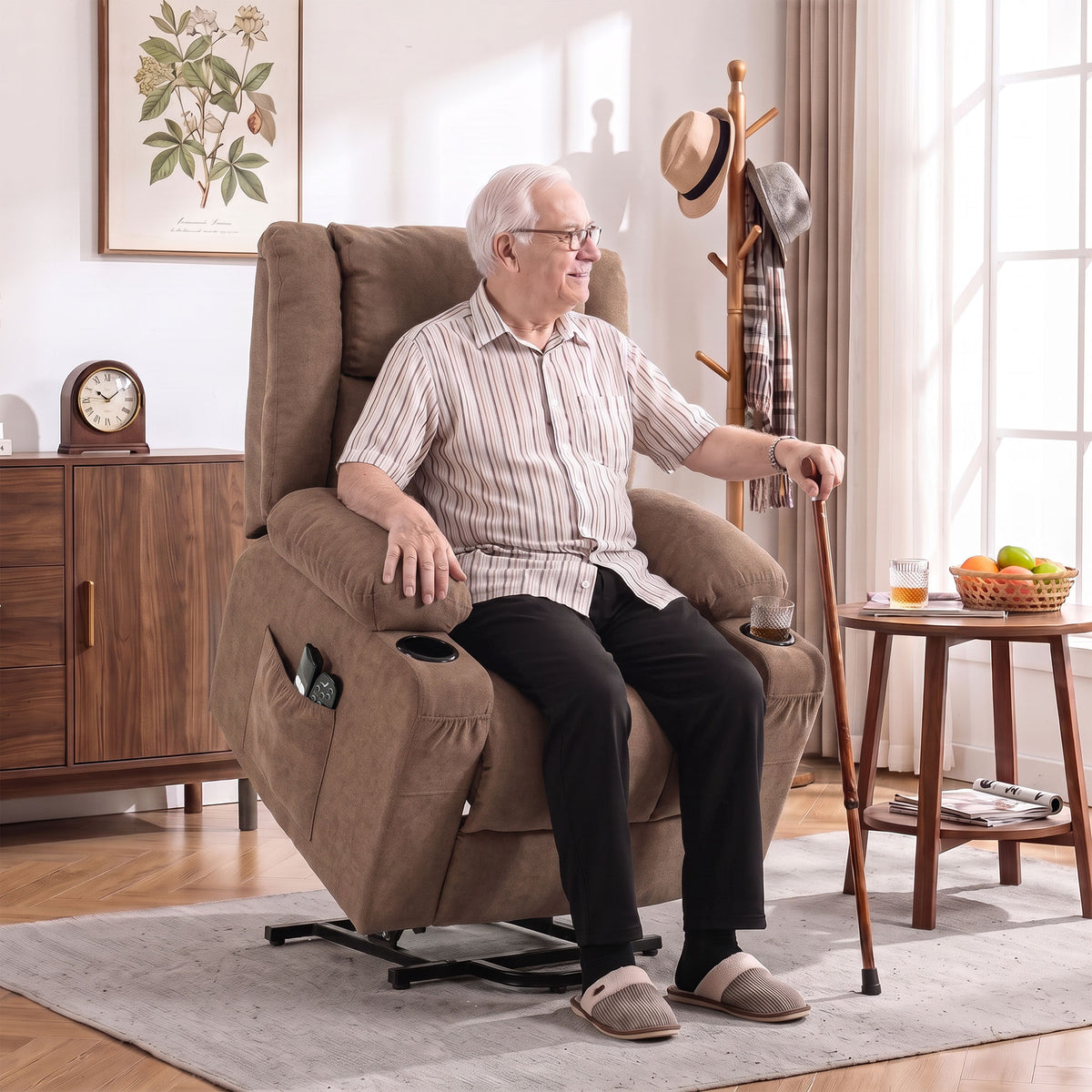 HOMCOM Dual Motor Electric Lift Recliner Chair With Massage And Heat Brown