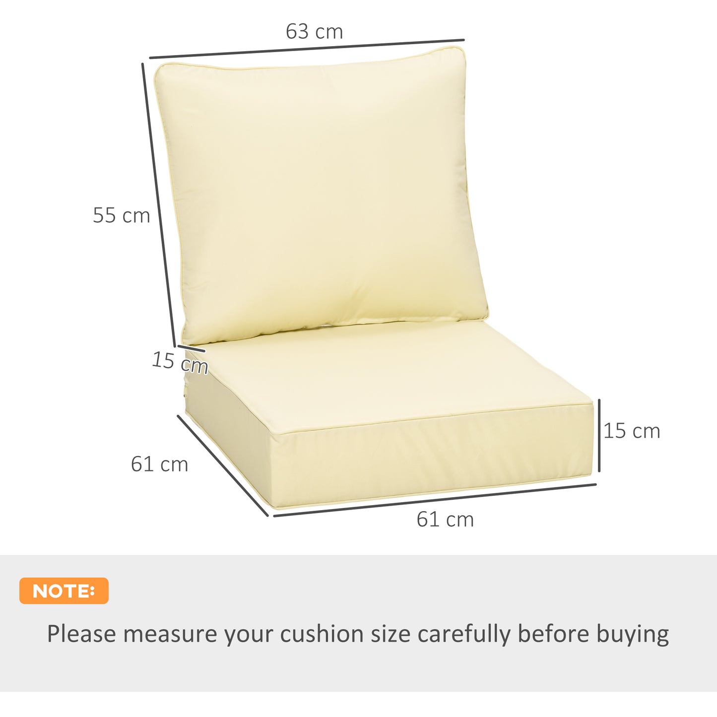 Outsunny 4 Piece Outdoor Seat and Back Cushion Set For Patio Deep Seating Chairs Replacement Cushions Beige