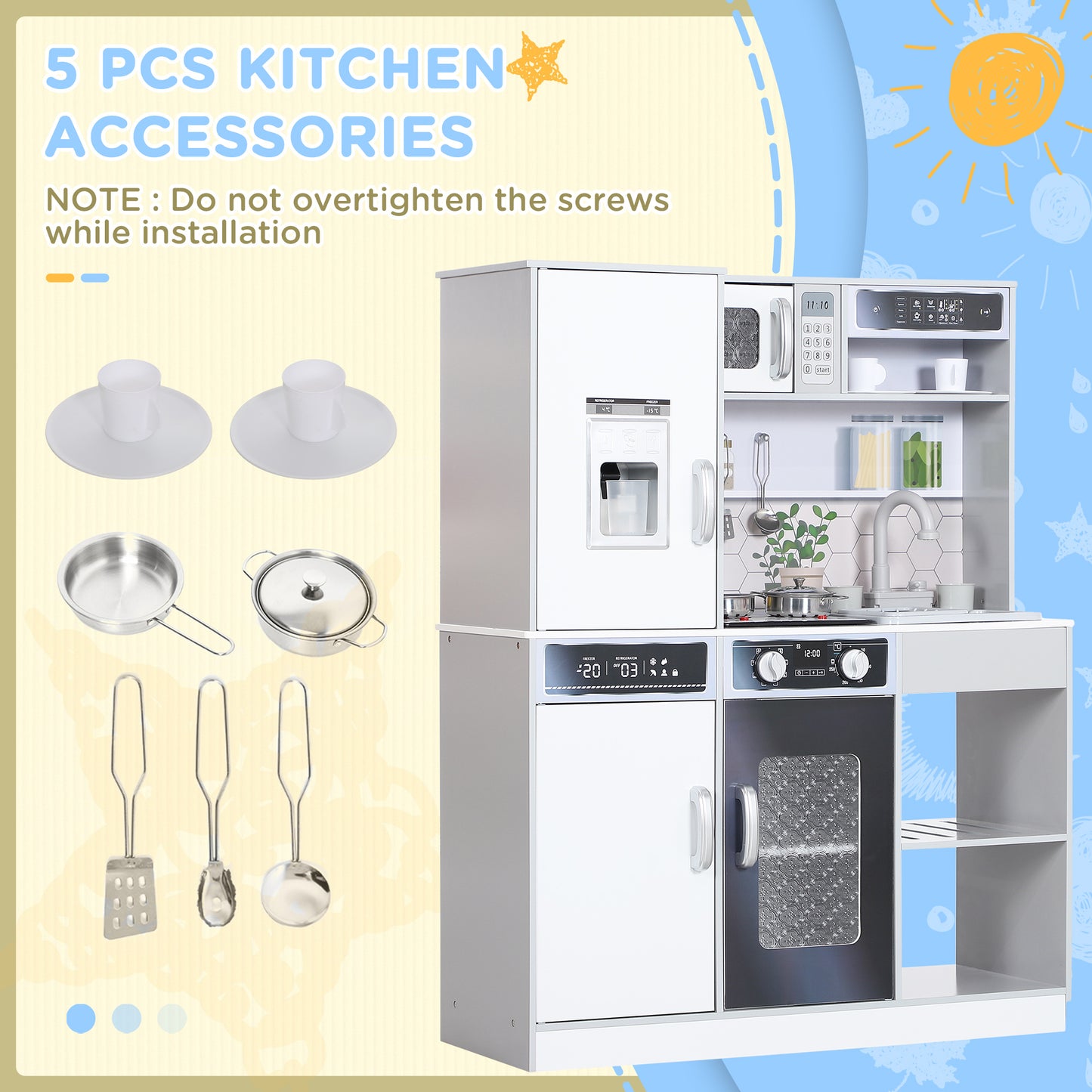 AIYAPLAY Interactive Kids Kitchen Set with Sounds, Lights and Running Water Features