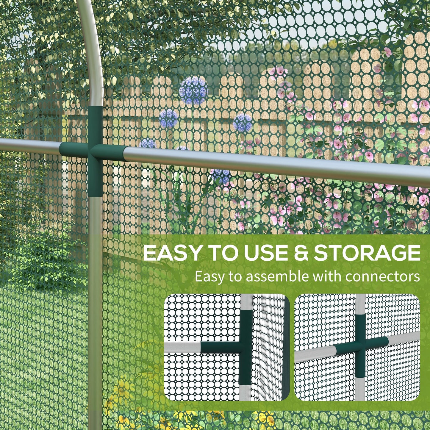 Outsunny 240 x 120cm Mini Polytunnel Greenhouse With Galvanised Steel Frame And Mesh Cover