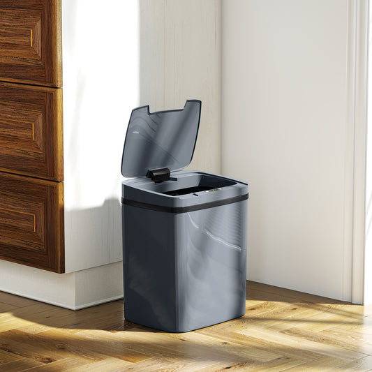 HOMCOM 15L Sensor Bin Automatic Touchless Kitchen Bin Battery Operated for Home Office Bedroom Bathroom Grey