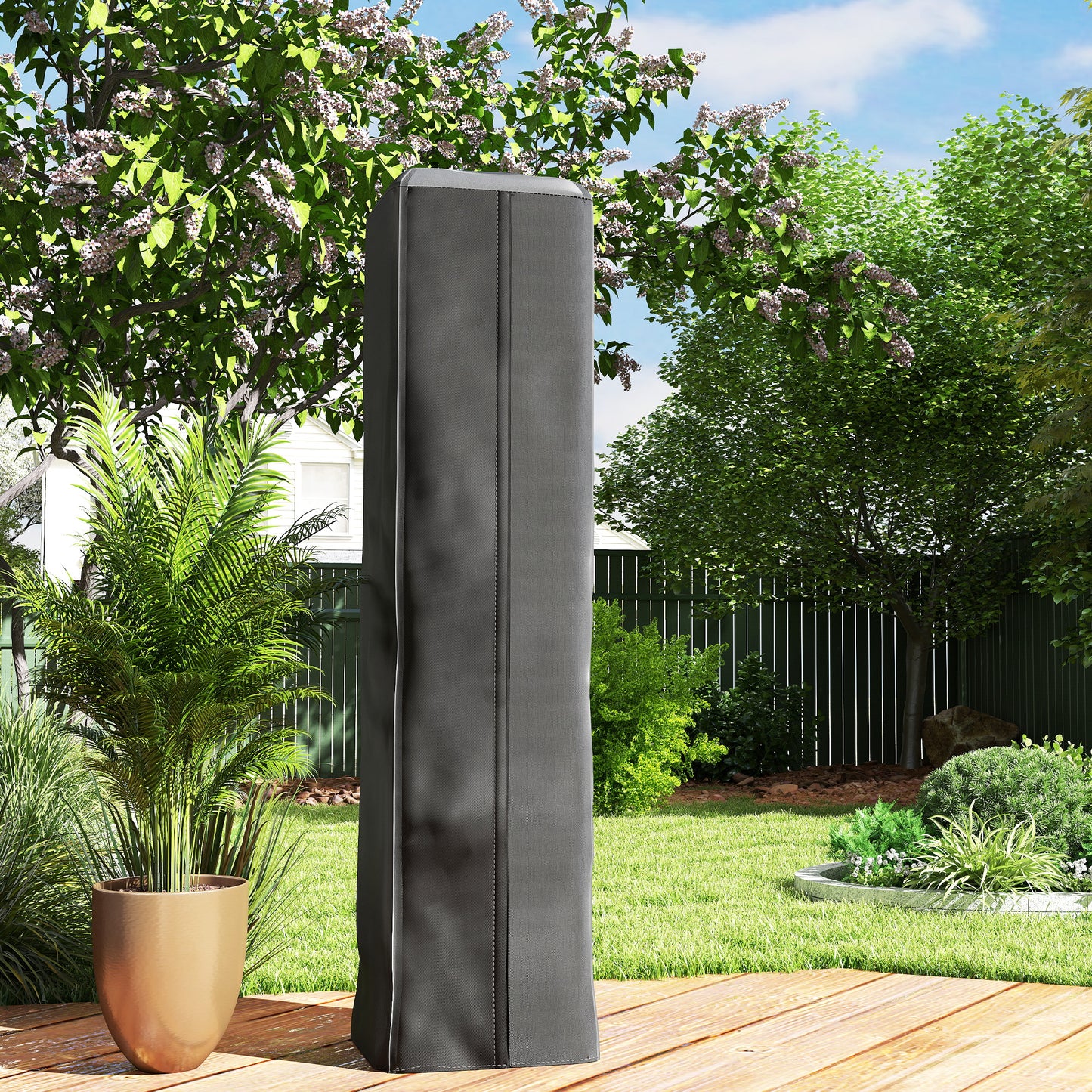 Outsunny Gas Pyramid Patio Heater Cover Full Length Outdoor Protector UPF 30 Plus Oxford Fabric With Zipper Black