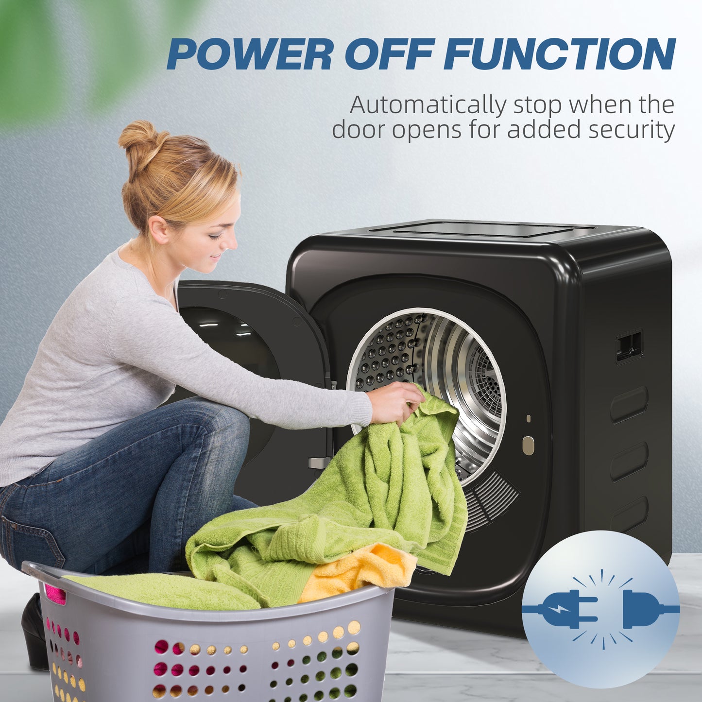 HOMCOM 4kg Vented Tumble Dryer with Deodorize Smart Mode 800W Compact Front Load for Home and RVs Black