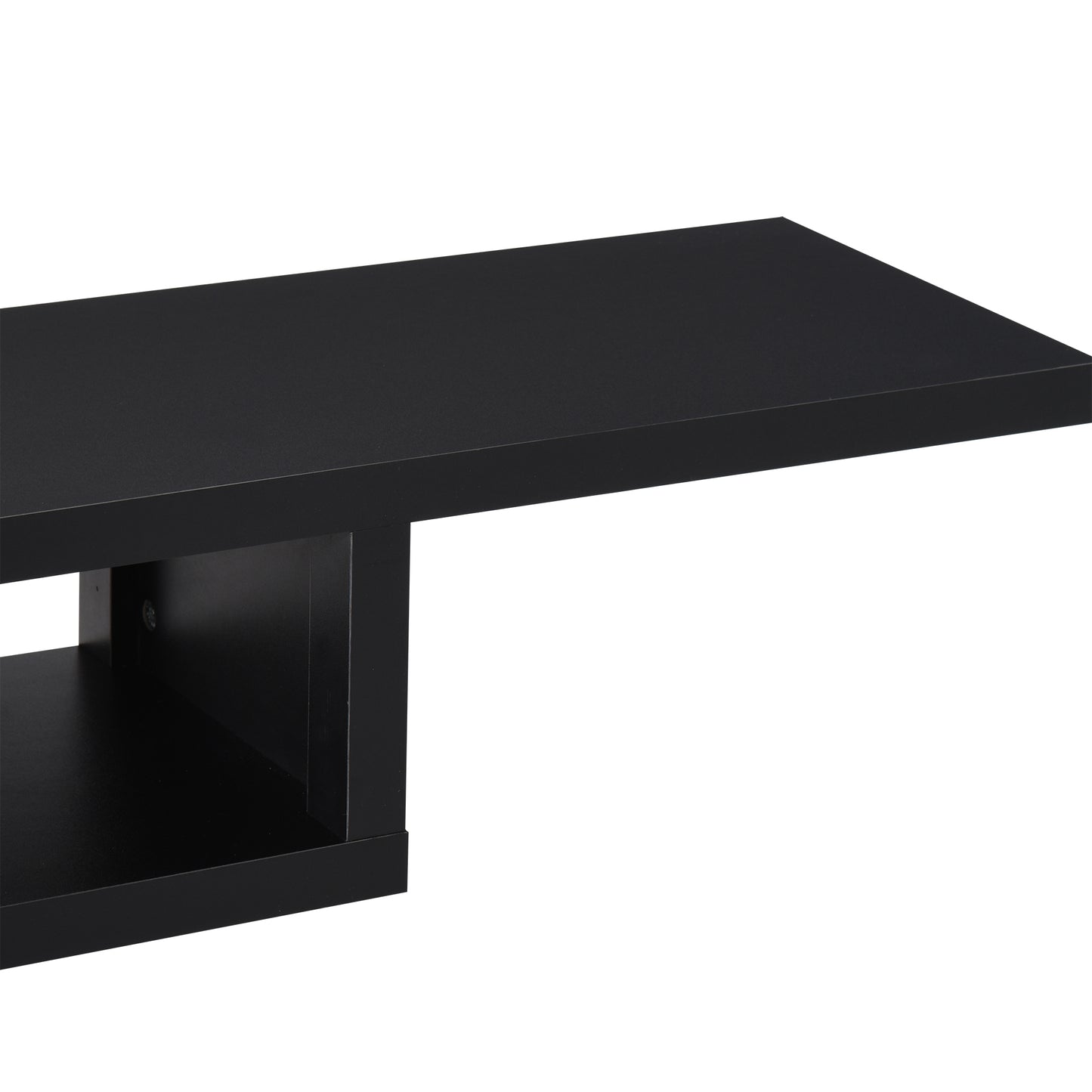 HOMCOM Floating TV Unit Wall Mounted with Open Shelf and 2 Cable Holes Black Entertainment Console for Living Room