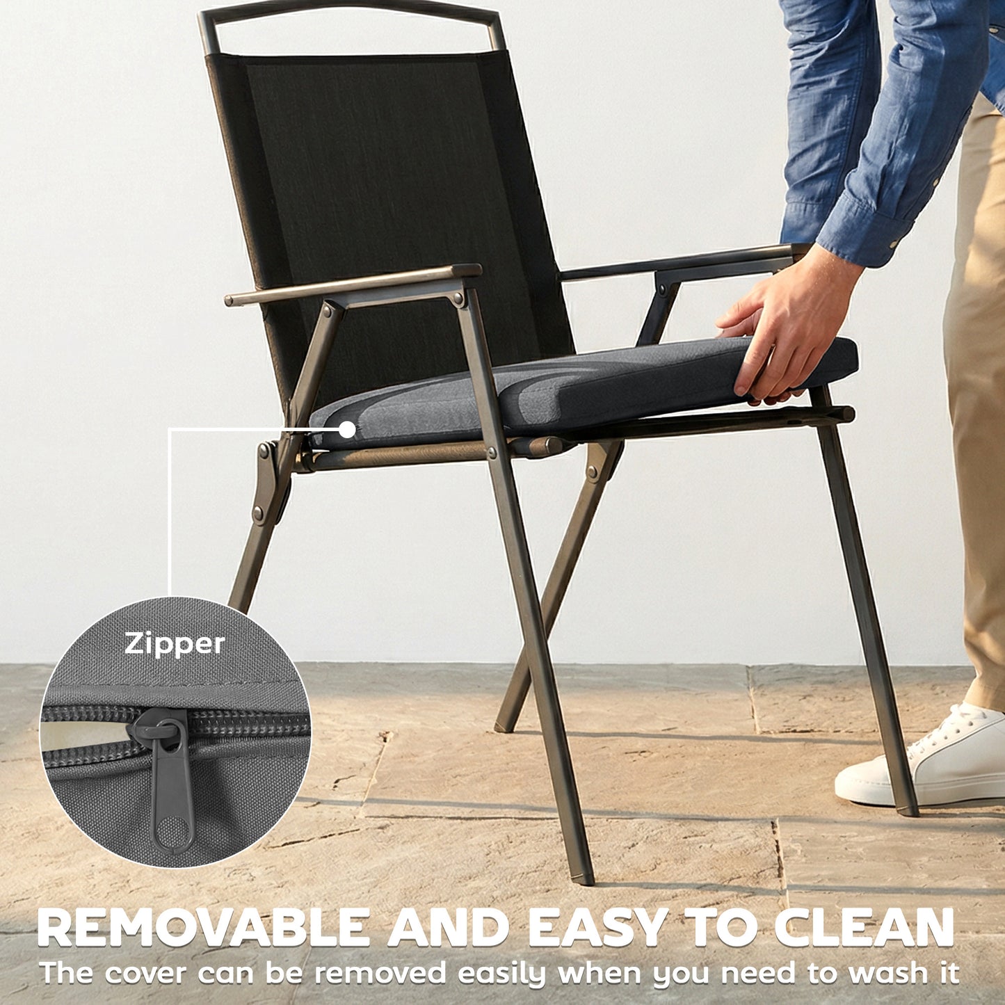 Outsunny Outdoor Seat Cushions Set Of 2 With Ties Waterproof Garden Seat Pads Dark Grey UV Resistant