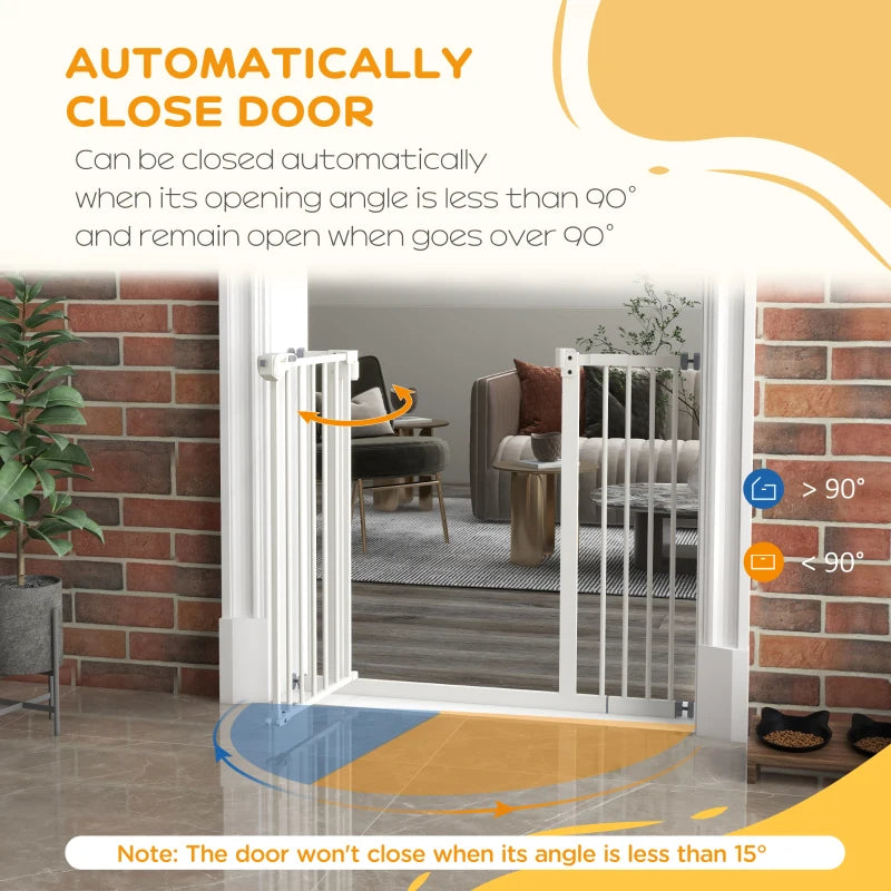 PawHut Metal Adjustable Dog Gate, White, Expands from 74cm to 94cm - Secure Containment for Pets, Easy Installation - Ideal for Home Safety - ALL4U RETAILER LTD