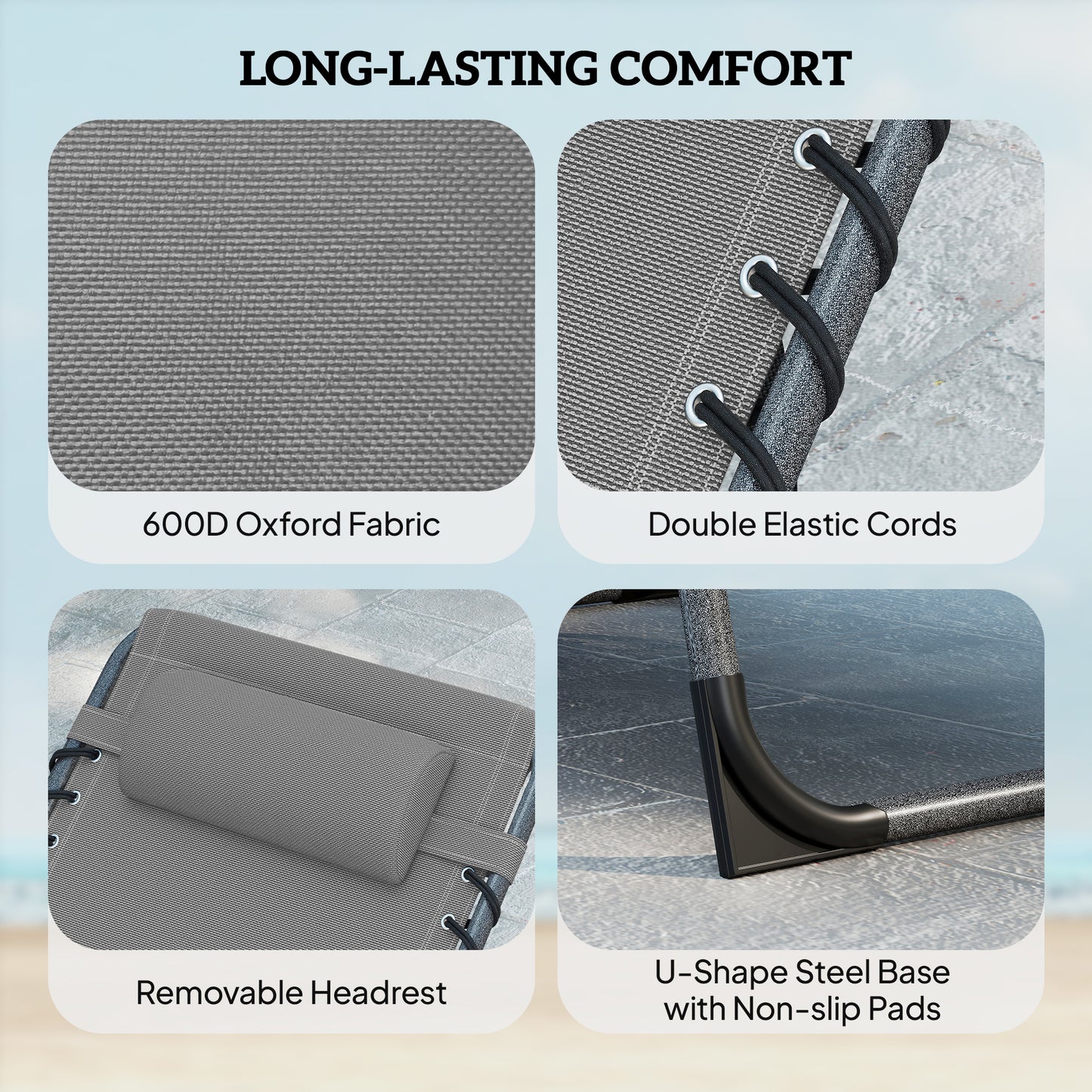 Outsunny Five Position Reclining Sun Loungers Set Of 2 Grey Outdoor Sun Loungers With Removable Pillow