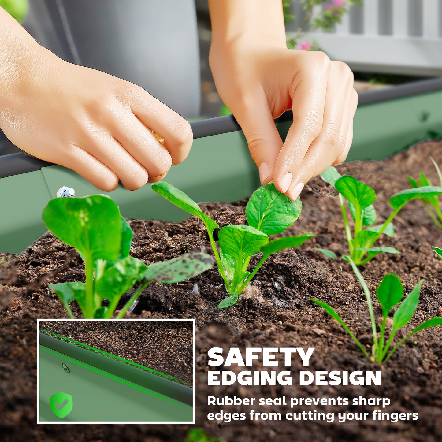 Outsunny Set Of Two 181x93 cm Steel Planters Green Galvanised Raised Garden Beds With Open Bottom