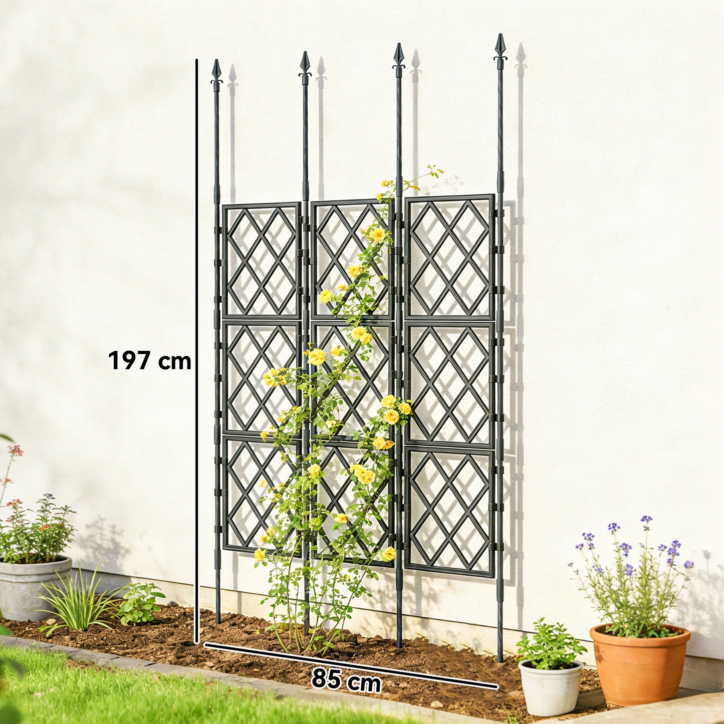 Outsunny Foldable Garden Trellis Lattice Climbing Support For DIY Assembly 85x197 Cm Black