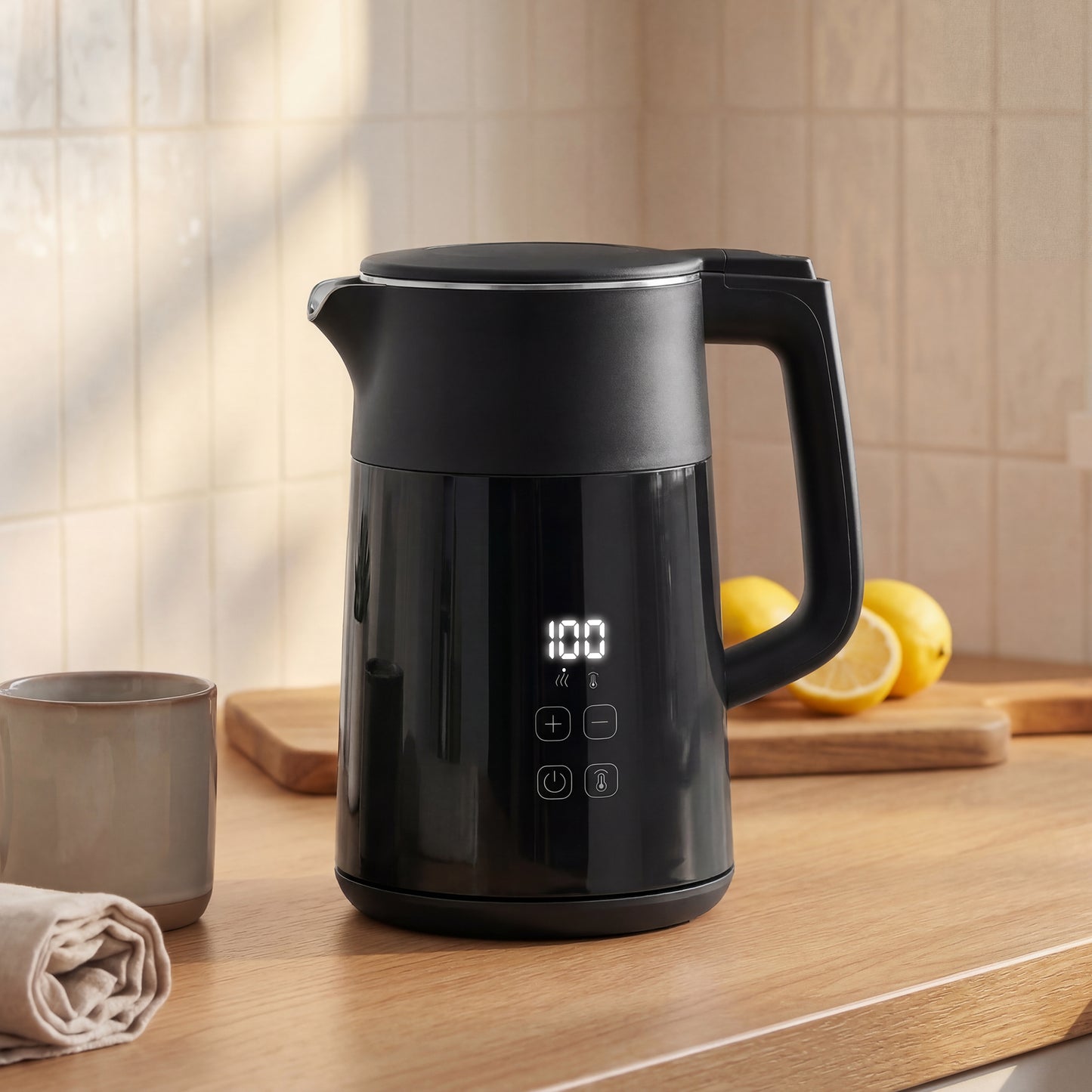 HOMCOM Electric Kettle 1.7L 3kW Fast Boil With UK Strix Thermostat LED Display Keep Warm Black