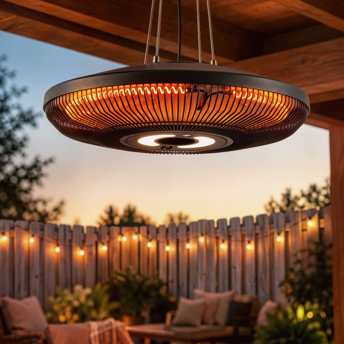 Outsunny 2000W Hanging Electric Patio Heater With LED Light And Remote