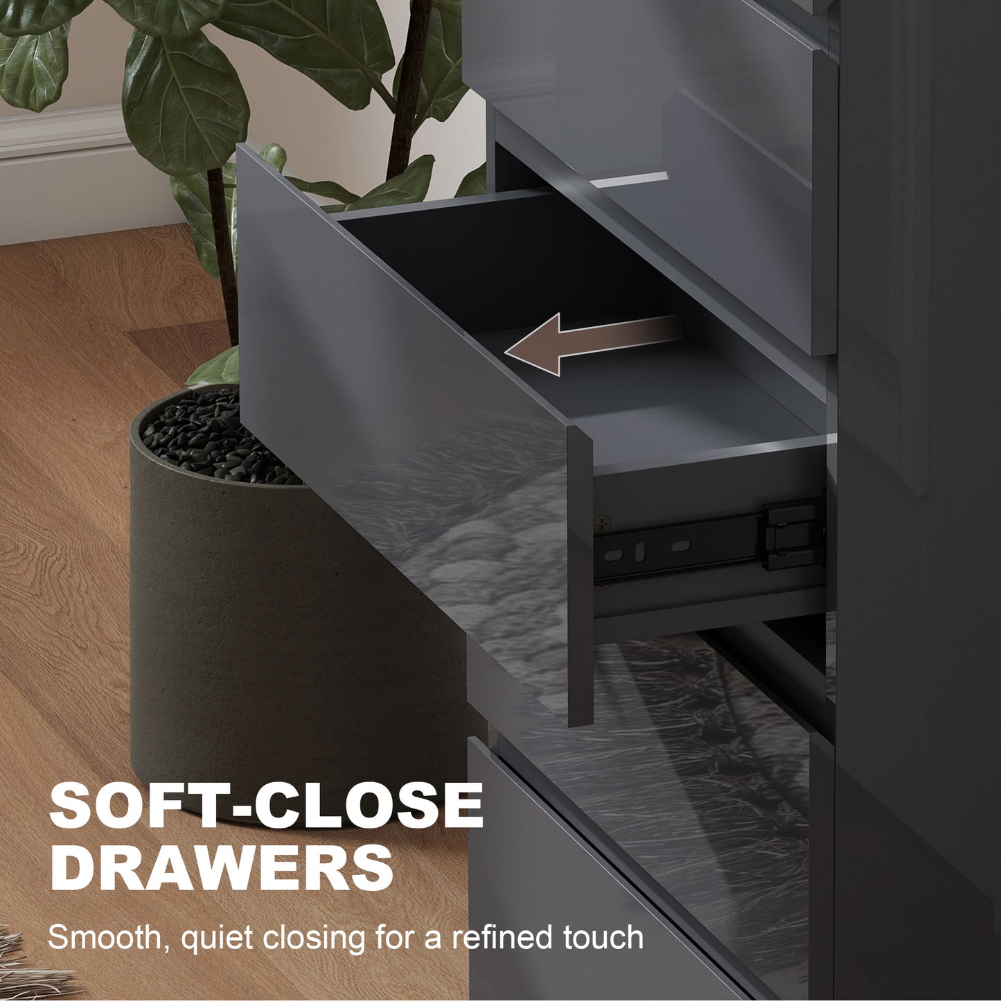 HOMCOM 5 Drawer Chest Of Drawers Modern Dresser Storage Cabinet For Bedroom Organization And Style
