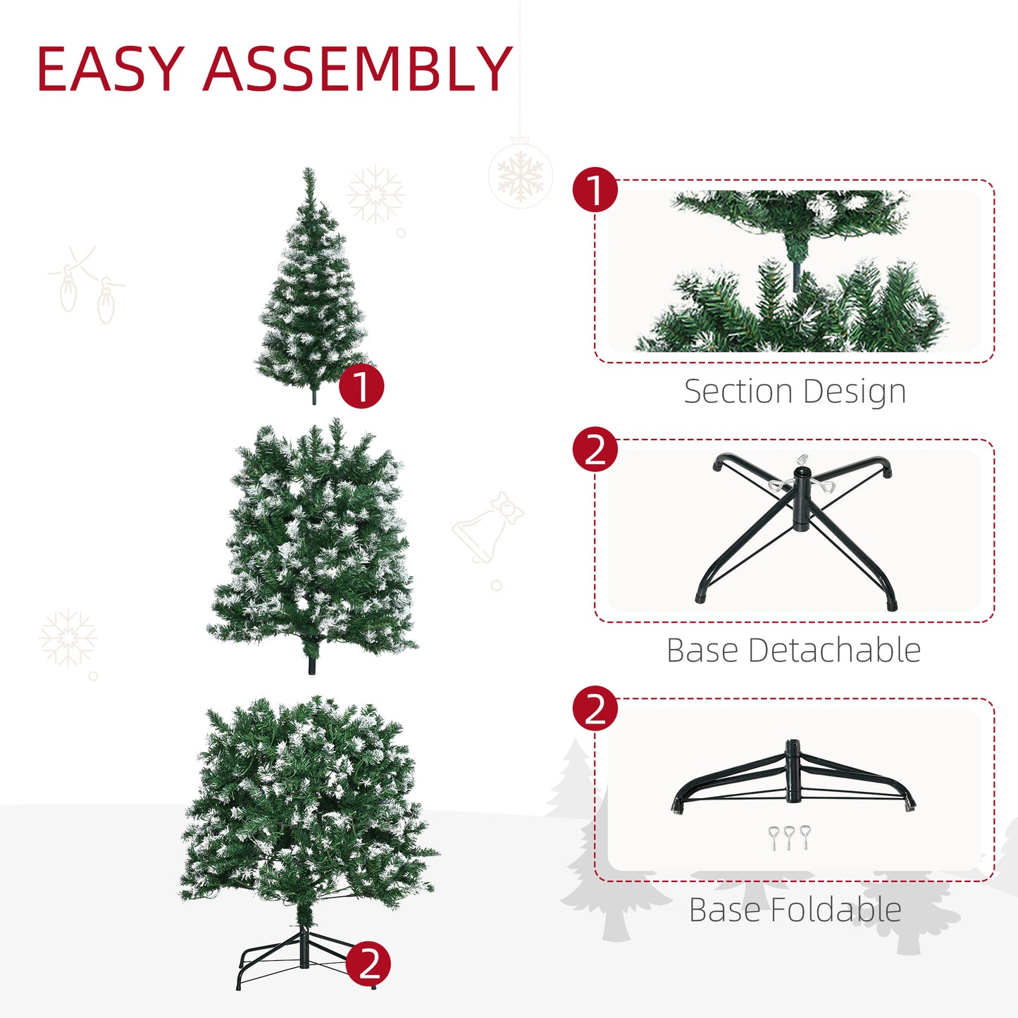 HOMCOM 6' Prelit Slim Christmas Tree with LED Lights and Realistic Branches, Customizable Holiday Decoration, Green - ALL4U RETAILER LTD