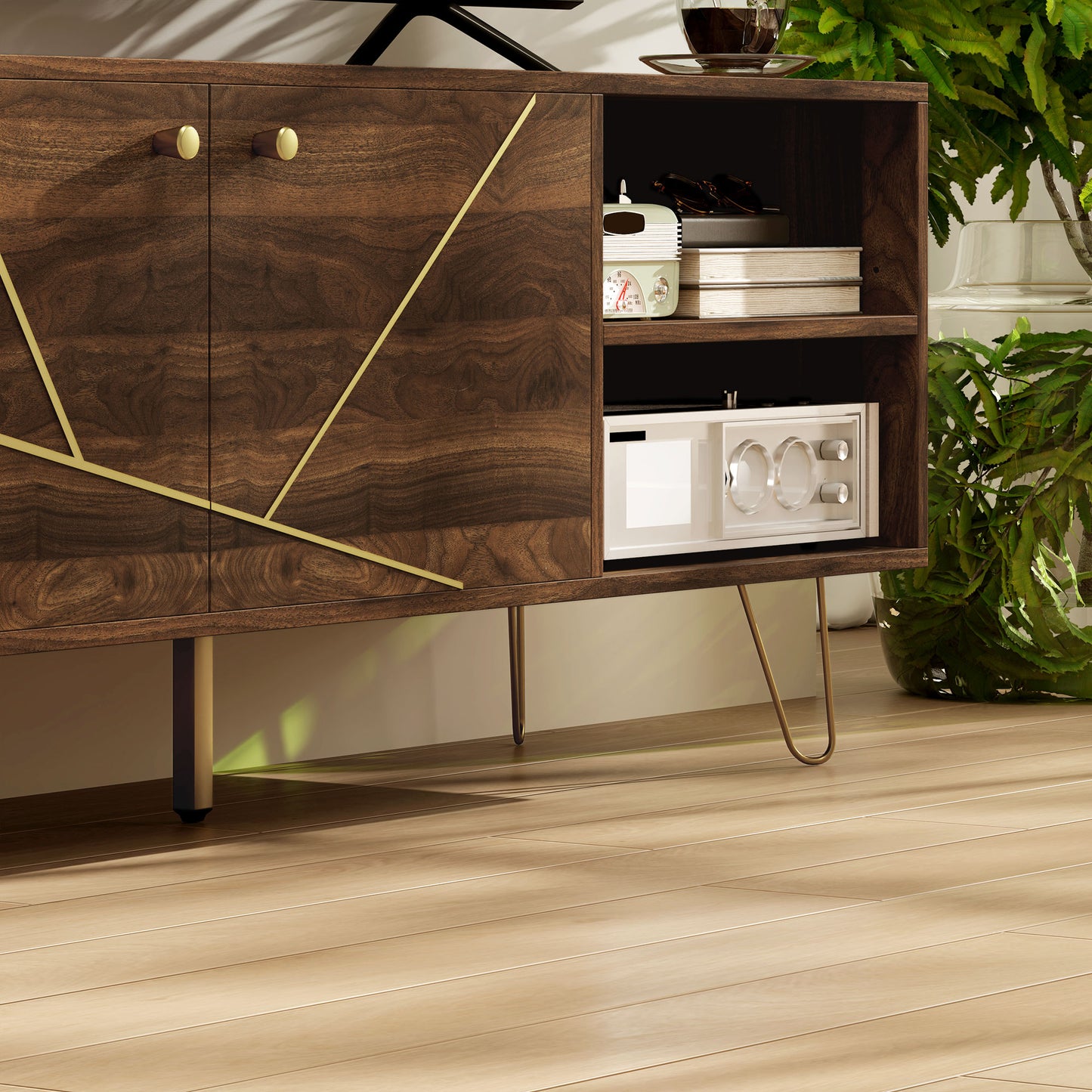 HOMCOM TV Stand Cabinet For Up To 60 Inch TV Modern 130cm Unit With Adjustable Shelves And Hairpin Legs Brown