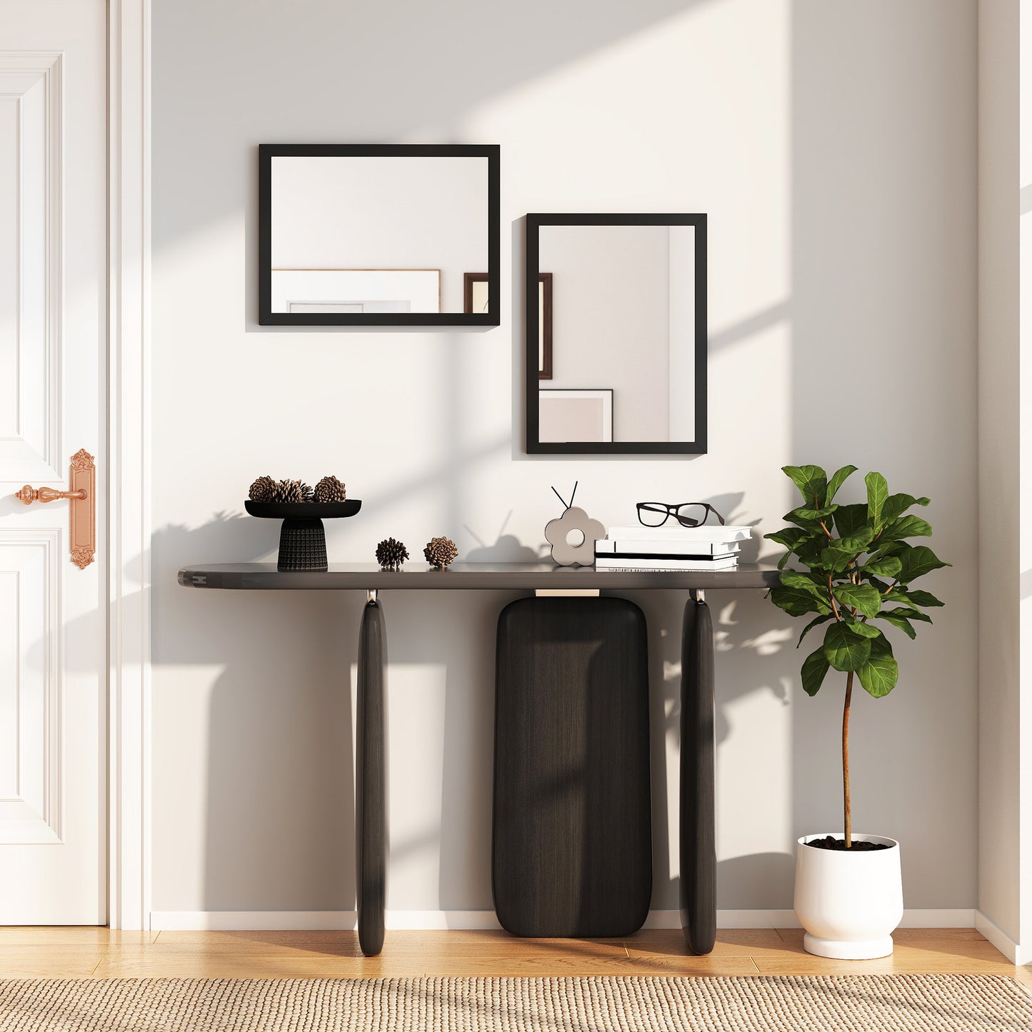 HOMCOM Wall Mounted Bathroom Mirror Set Of 2 30 By 40 Centimeters Black Rectangular Mirrors For Living Room Bedroom Hallway