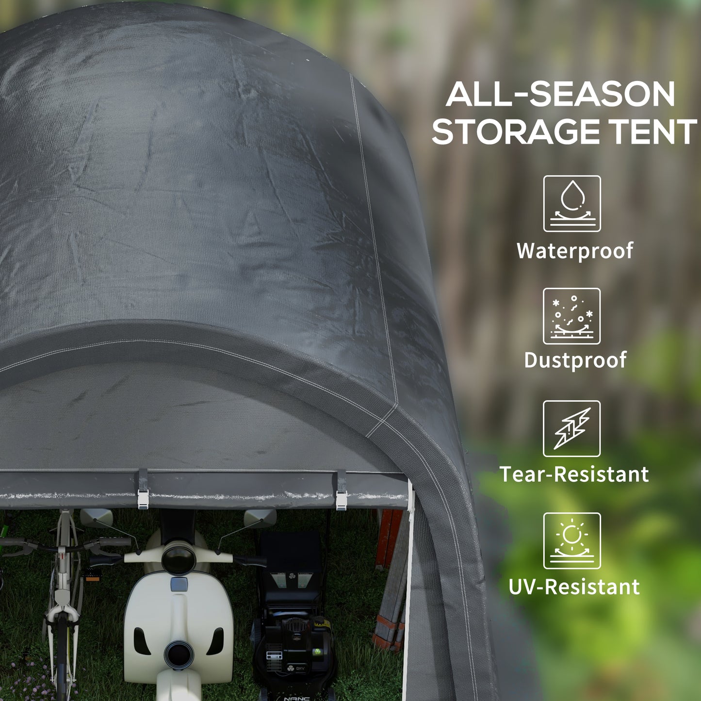 Outsunny 3x3m Garden Storage Tent Heavy Duty Shed Waterproof Portable Shelter With Galvanised Steel Frame For Bike