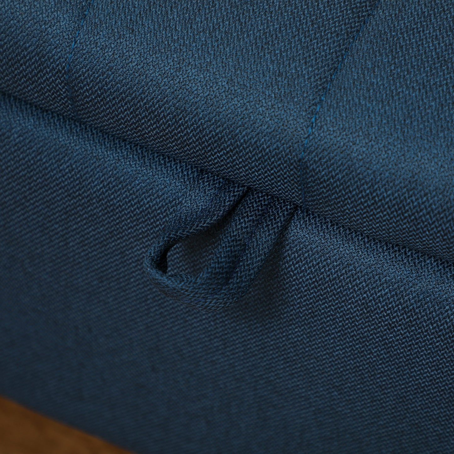 HOMCOM Linen-Look Storage Ottoman 92 x 31 cm with Padded Lid Dark Blue for Living Room and Bedroom