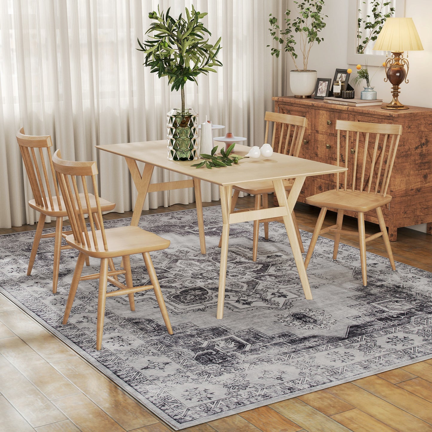 HOMCOM Vintage Area Rug Non Slip Washable Flannel Carpet For Living Room Bedroom Dining Room Home Office 290x200 Cm Grey
