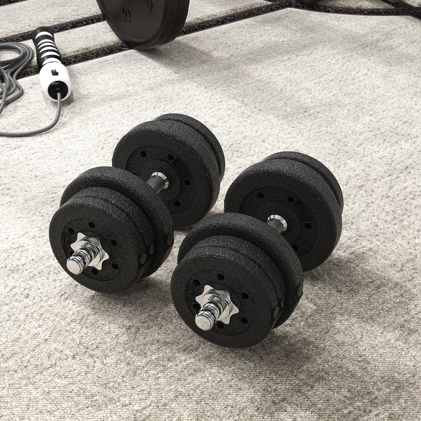 HOMCOM 25KG Adjustable Dumbbell Weight Set for Home and Office Fitness Training, Black - ALL4U RETAILER LTD