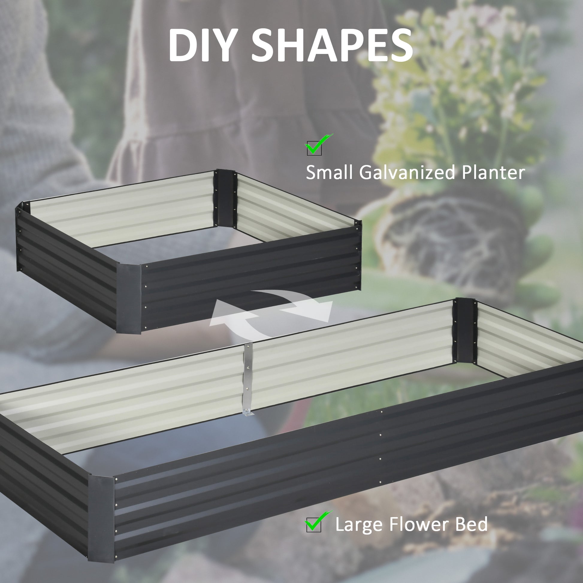 Outsunny Galvanized Steel Raised Garden Bed Planter Box for Outdoor Gardening - Grey, 241x90.5x30cm - ALL4U RETAILER LTD