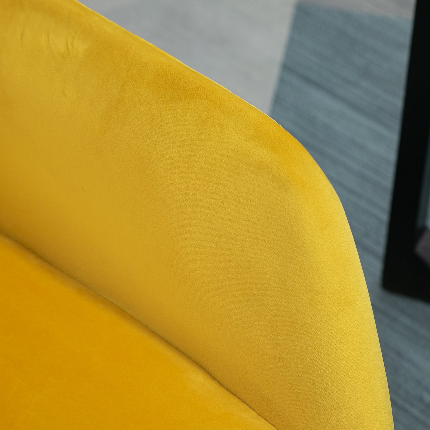 HOMCOM Modern Velvet Tub Chair And Round Coffee Table Set In Black And Yellow For Living Rooms