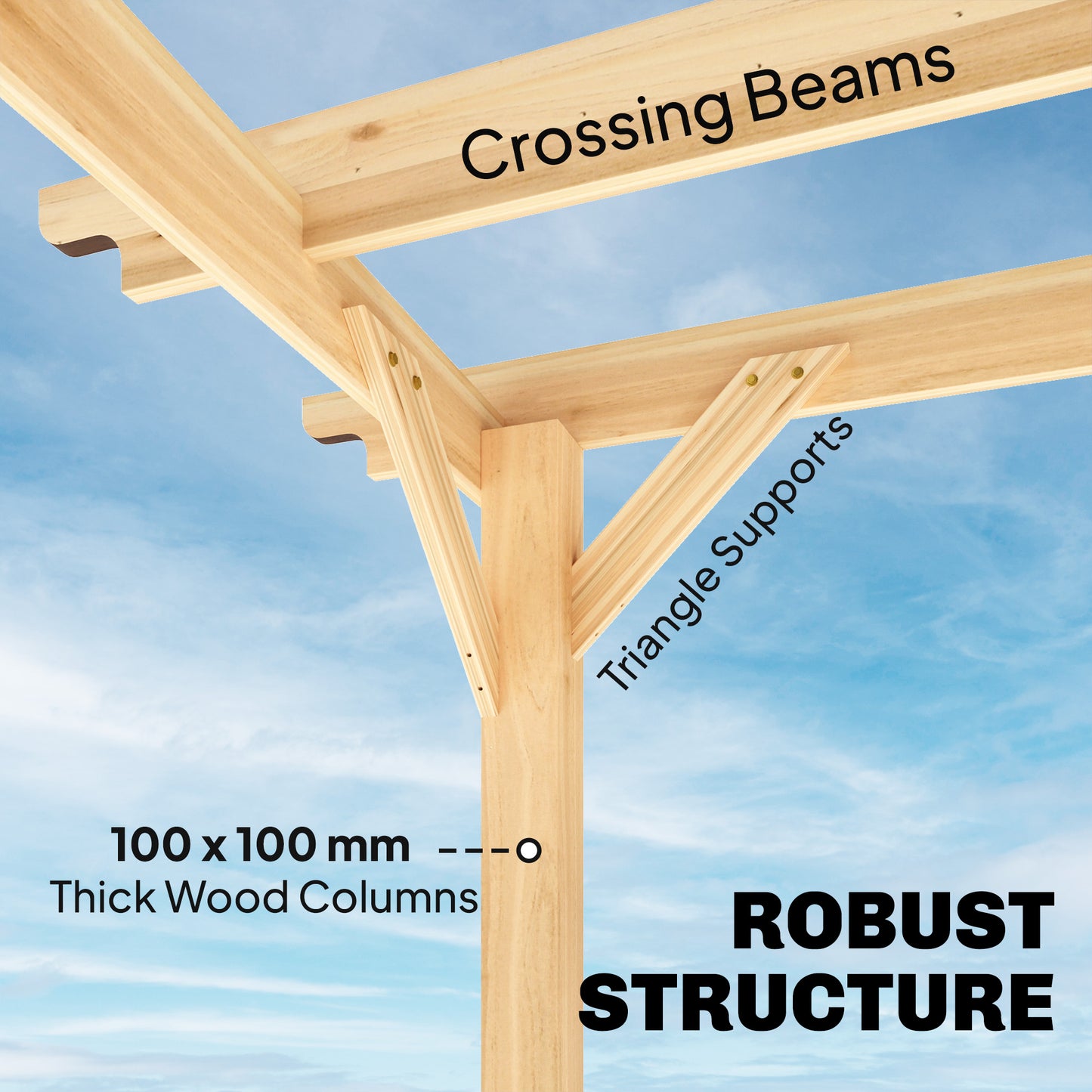 Outsunny 3x3 Meter Wooden Pergola Kit Garden Gazebo Arch With Trellis For Climbing Vines Flowers Nature Wood Finish