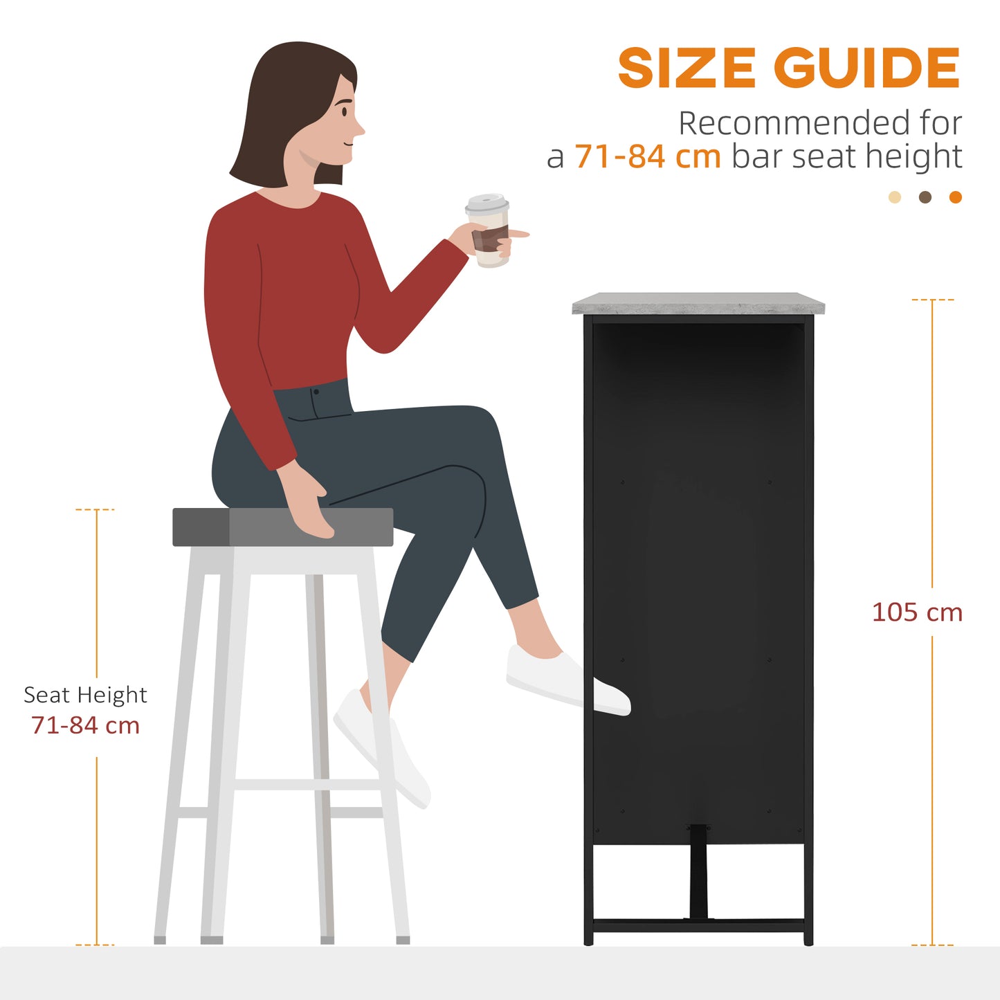 HOMCOM Breakfast Bar Table With Three Tier Storage Shelf And Wine Rack 105W x 40D x 105H cm Black