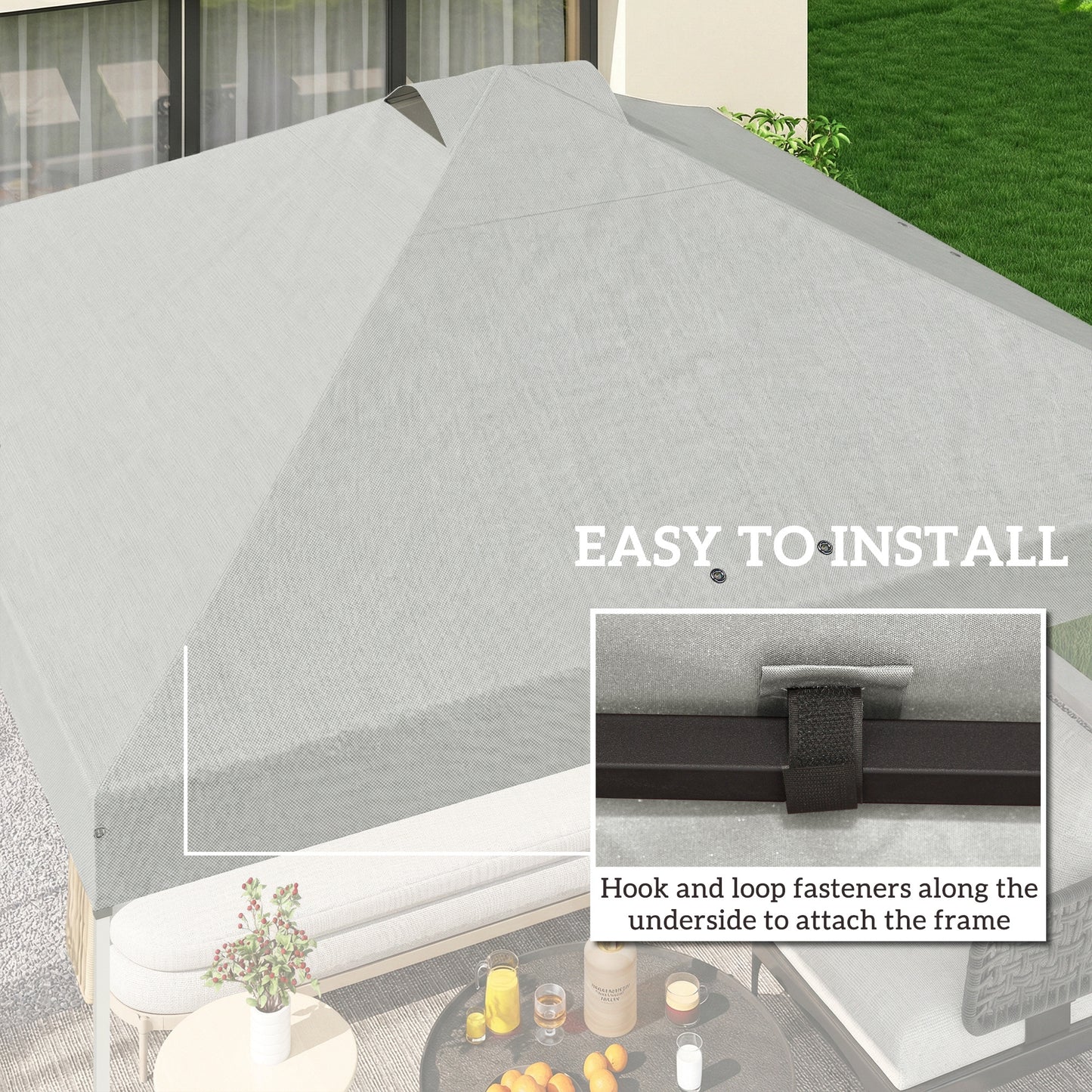 Outsunny Gazebo Roof Replacement UV50 Plus Waterproof Pop Up Canopy Cover With 8 Drainage Holes 3 X 3 M White