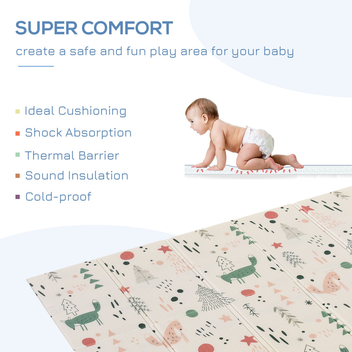 HOMCOM Kids Multi-Purpose Foldable Foam Mat - Reversible Educational Playmat for Safe Indoor & Outdoor Fun - ALL4U RETAILER LTD