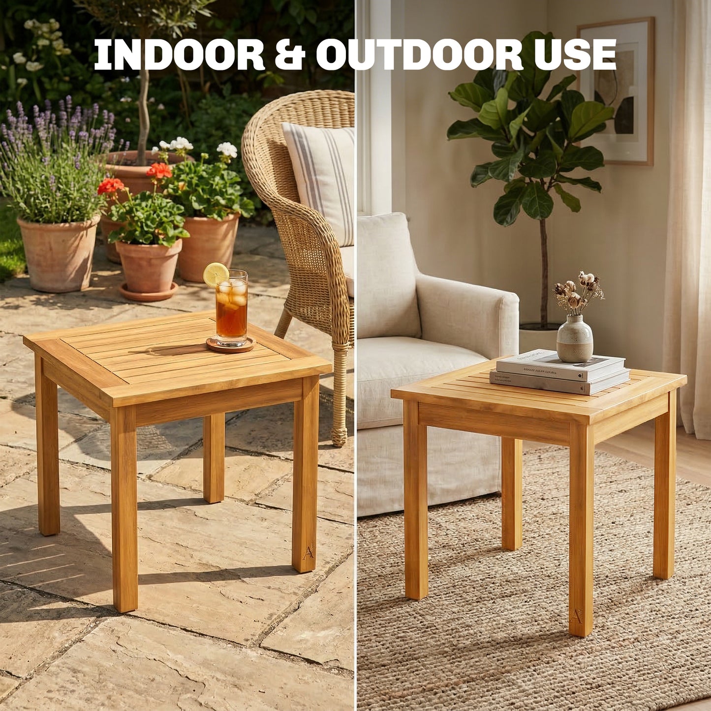 Outsunny Coffee Table Fully Assembled Slatted Top Solid Acacia Wood For Indoor And Outdoor Patio Natural Wood