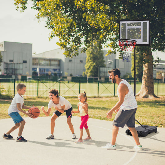 HOMCOM Portable Adjustable Height Basketball Hoop with Wheels and Fillable Base for Teens and Juniors - ALL4U RETAILER LTD