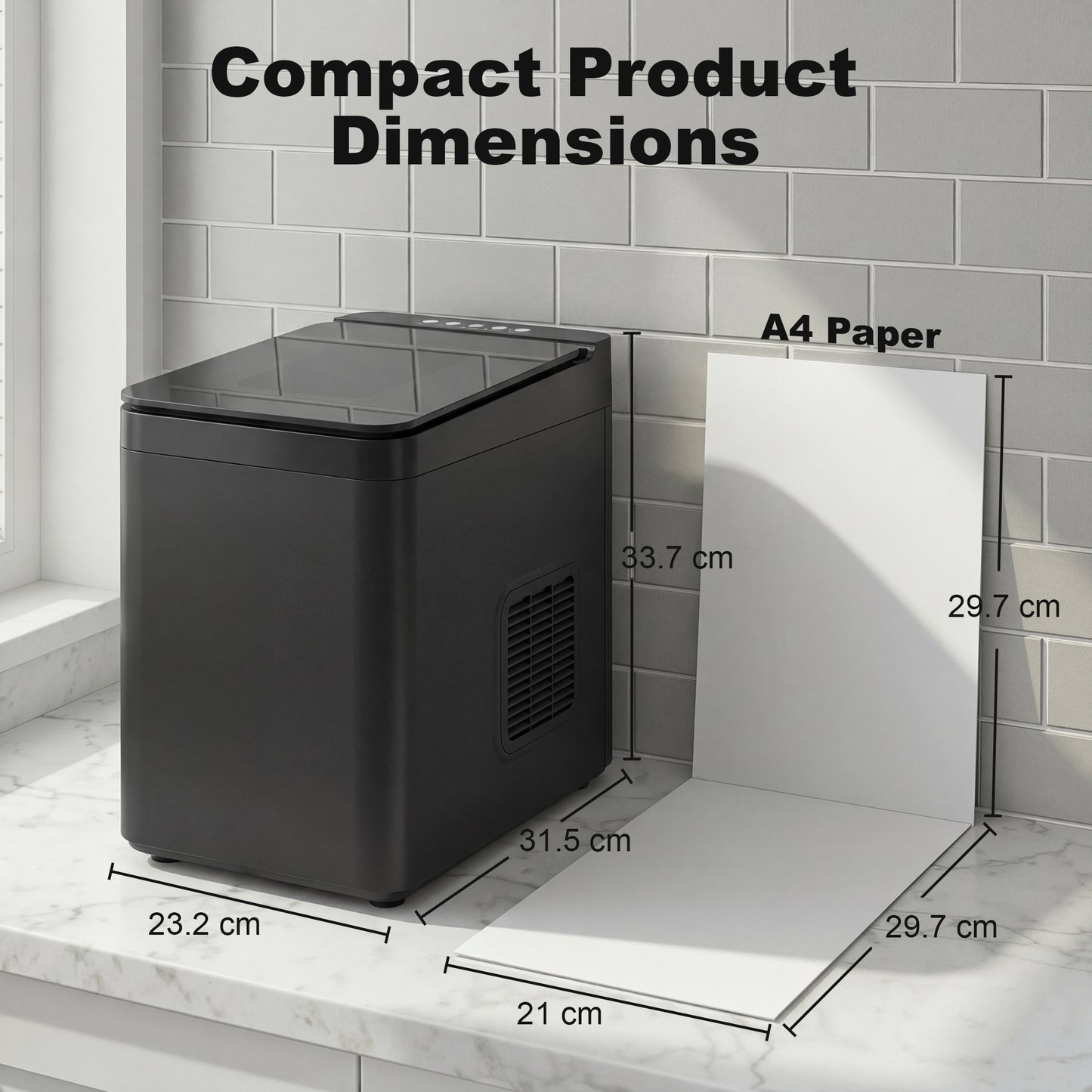HOMCOM Countertop Ice Maker Self Cleaning Compact Machine With Two Ice Sizes 1.5 L Water Tank Black