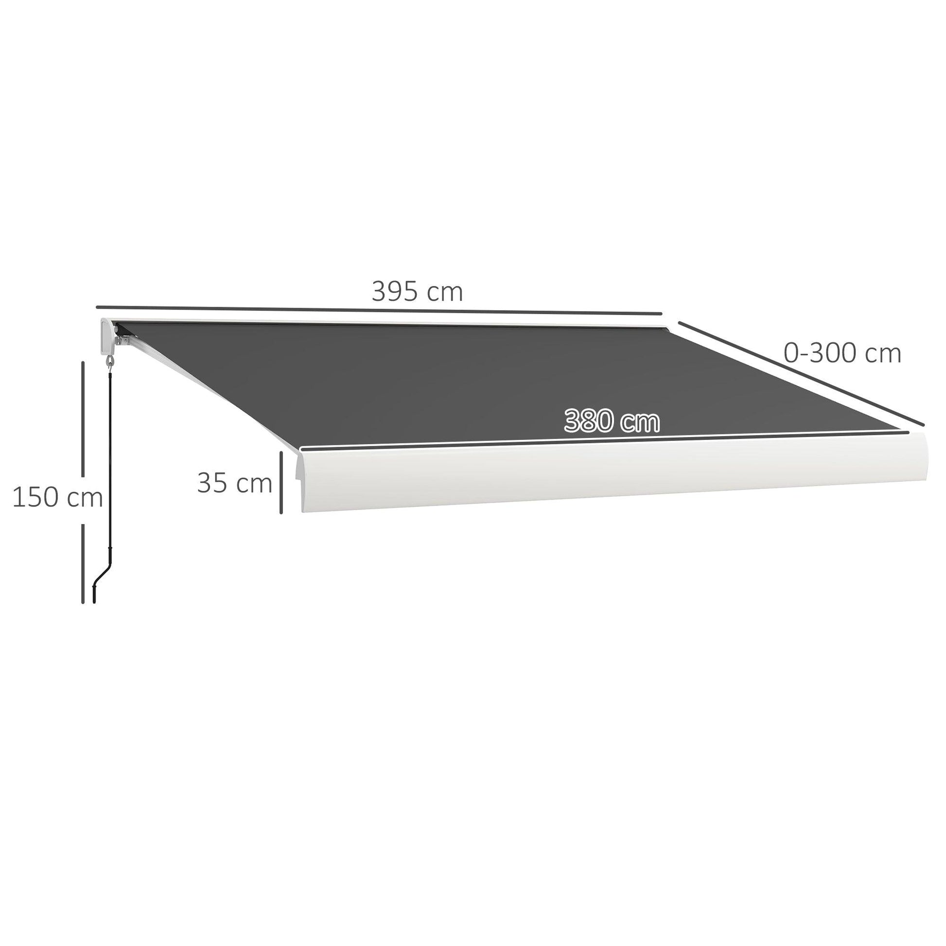 Outsunny 4 x 3(m) Electric Retractable Awning with Remote Controller, Aluminium Frame Sun Canopies for Patio Door Window - ALL4U RETAILER LTD