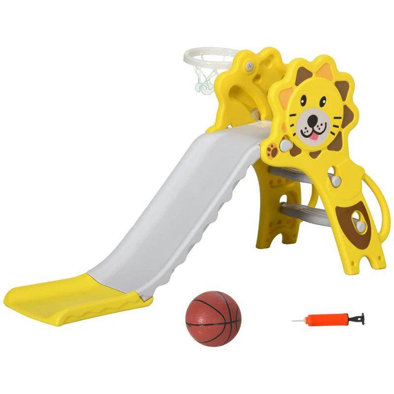 AIYAPLAY Baby Slide with Basketball Hoop - Easy-to-Assemble Kids Slide for Indoor Use - Ages 18-36 Months - Yellow - ALL4U RETAILER LTD
