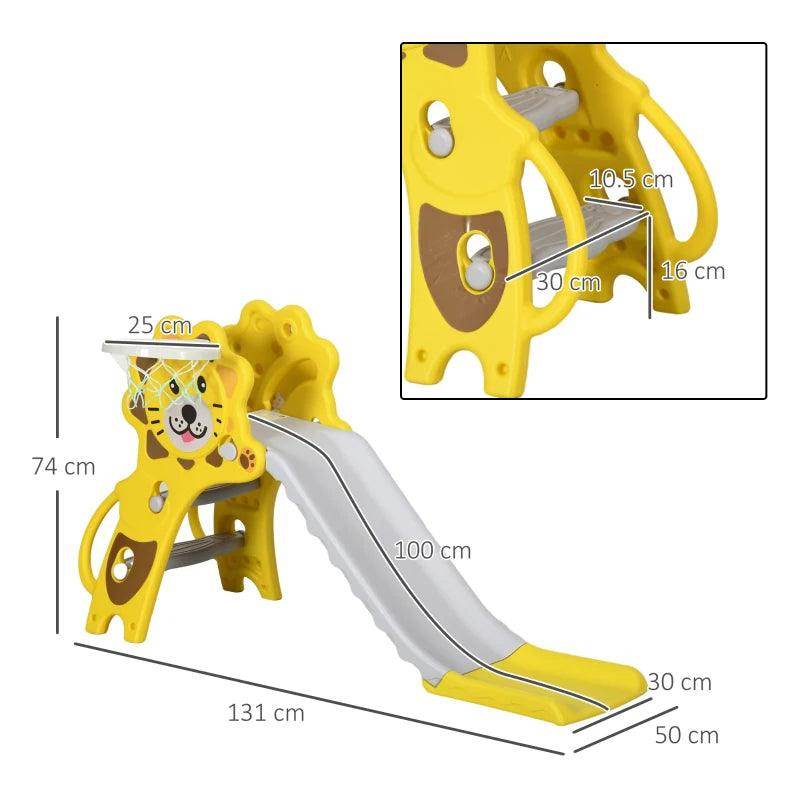 AIYAPLAY Baby Slide with Basketball Hoop - Easy-to-Assemble Kids Slide for Indoor Use - Ages 18-36 Months - Yellow - ALL4U RETAILER LTD