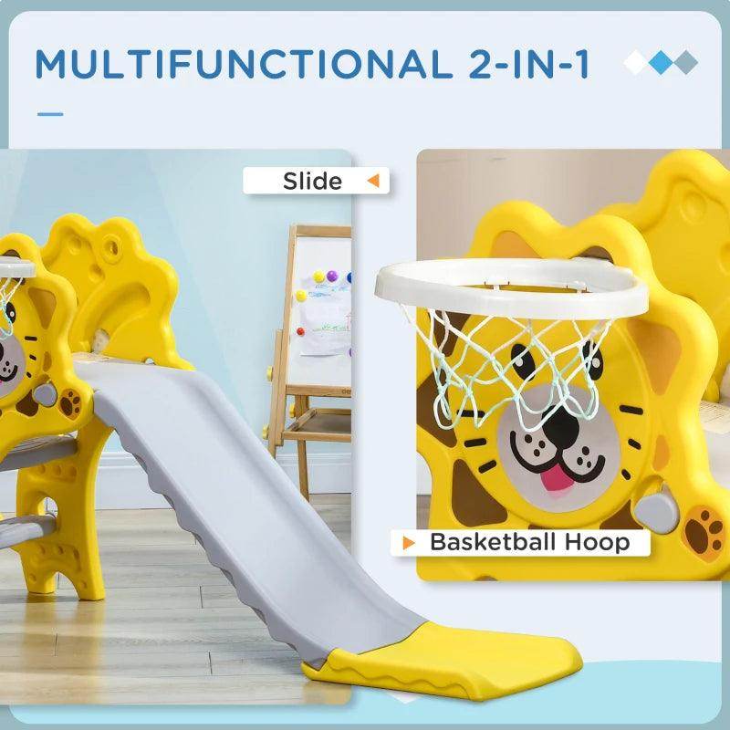 AIYAPLAY Baby Slide with Basketball Hoop - Easy-to-Assemble Kids Slide for Indoor Use - Ages 18-36 Months - Yellow - ALL4U RETAILER LTD