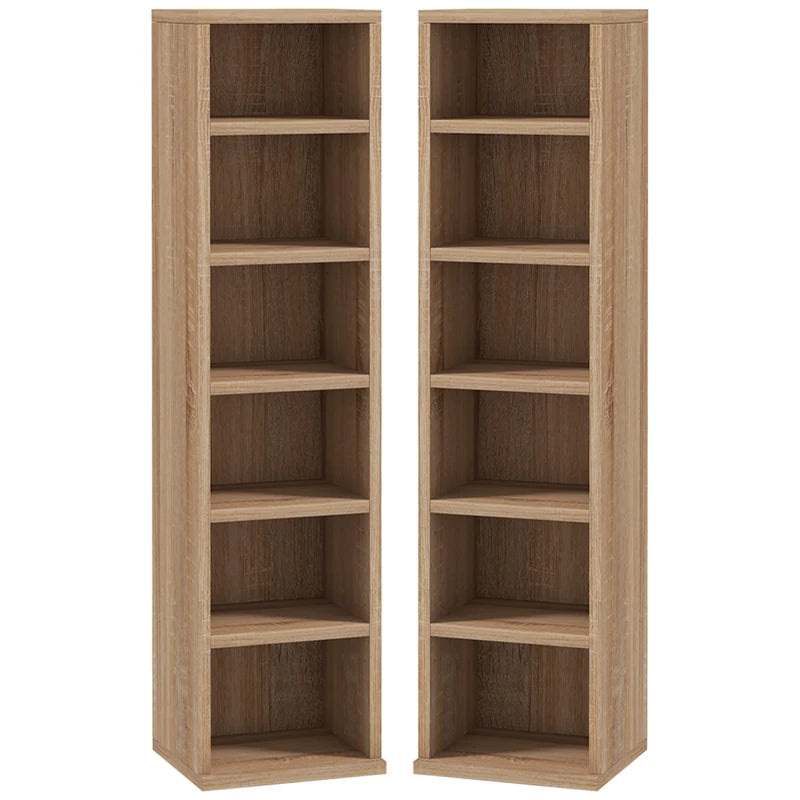 HOMCOM Set of 2 Wood-Effect CD Storage Units - Organize Your Collection Efficiently - ALL4U RETAILER LTD