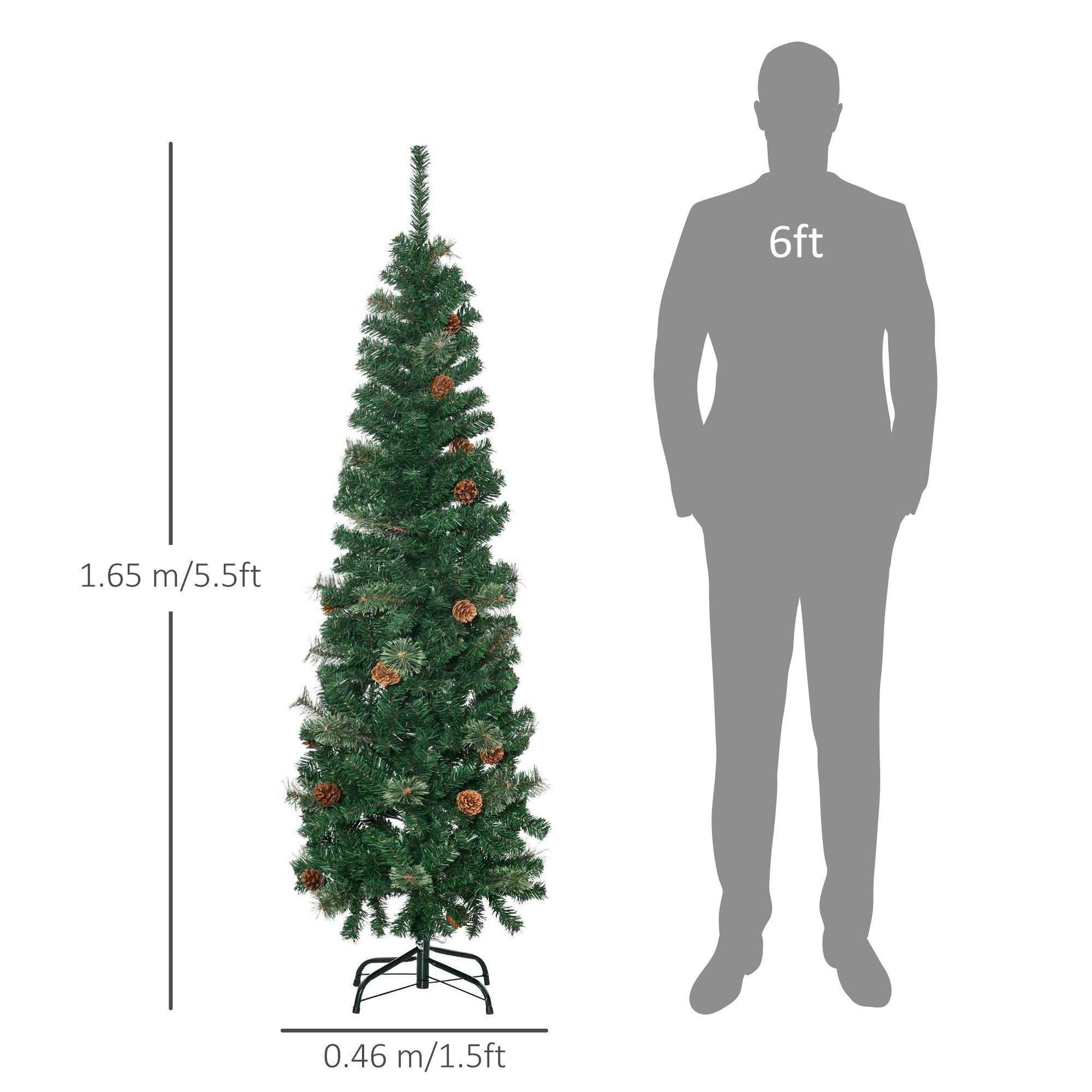 HOMCOM Slim 5.5' HOMCOM Pine Needle Christmas Tree - ALL4U RETAILER LTD