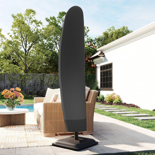 Outsunny 600D Oxford Parasol Cover For Cantilever Umbrella 2 To 4m With Zipper Outdoor Patio Protector Black