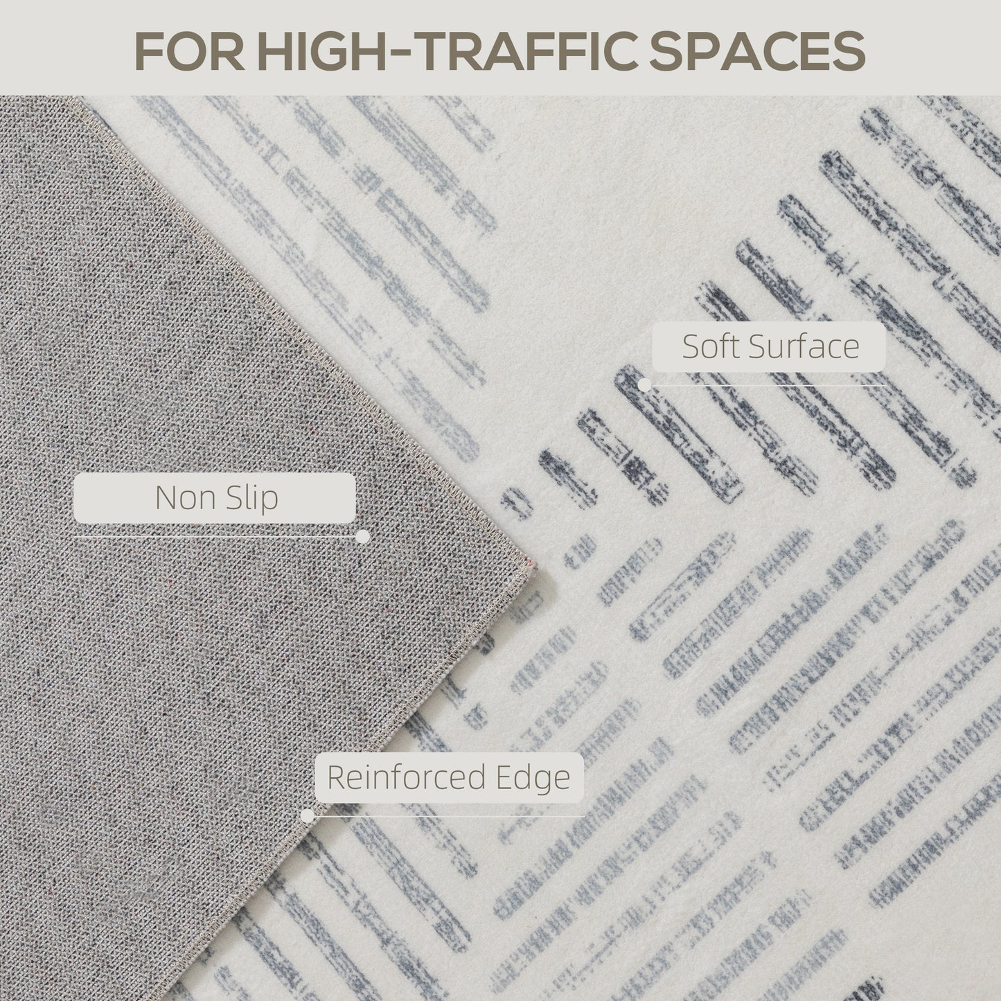 HOMCOM Modern Area Rug Geometric Pattern Non Slip Machine Washable Soft Floor Carpet 170 X 120 cm Grey