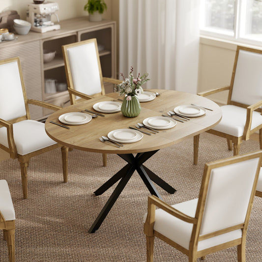 HOMCOM Extendable Dining Table For Four To Six People With Butterfly Leaf And X Shape Base Industrial Natural Wood