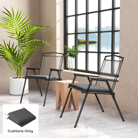 Outsunny Outdoor Seat Cushions Set Of 2 With Ties Waterproof Garden Seat Pads Dark Grey UV Resistant