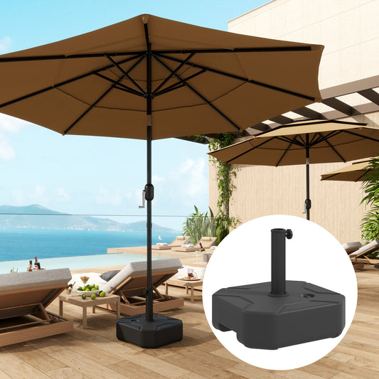 Outsunny Square Parasol Base Heavy Duty Umbrella Stand 25kg Sand Or 20kg Water Fill For 38 48mm Poles Black