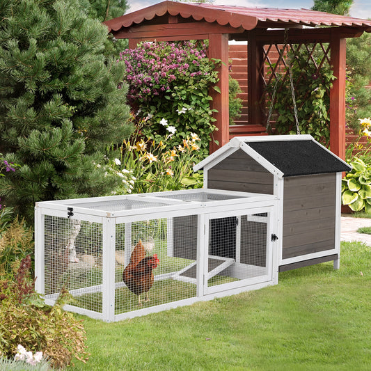 PawHut Deluxe Wooden 2-Tier Chicken Coop with Nesting Box and Outdoor Run - ALL4U RETAILER LTD