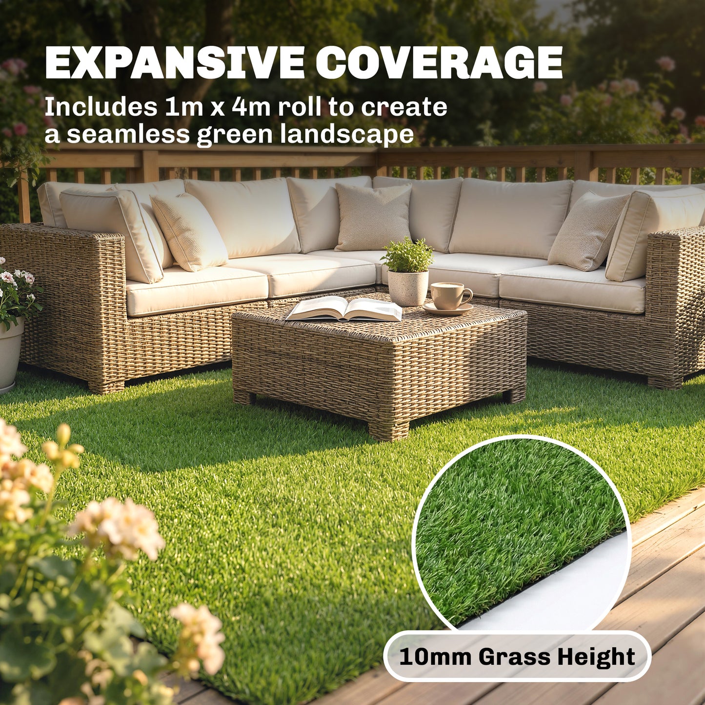 Outsunny Pet Turf Artificial Grass 1m X 4m Low Maintenance Realistic Lawn With Drain Holes For Garden Green