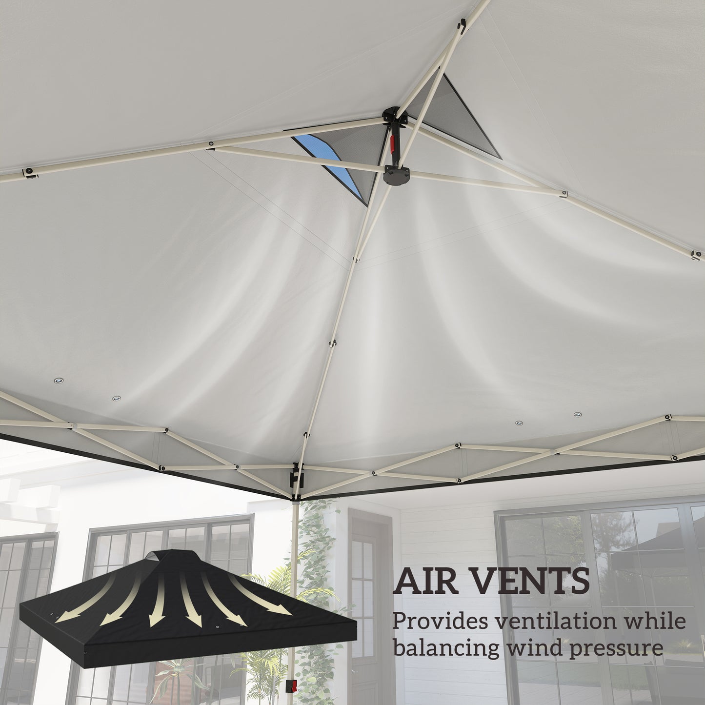 Outsunny Gazebo Roof Replacement UV50 Plus Waterproof Pop Up Canopy Cover With 8 Drainage Holes 3x3 m Black