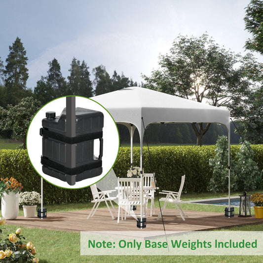 Outsunny HDPE Gazebo Weights Set of 4, Water or Sand Filled Weights for Gazebo Legs, with Built-in Handles and Secure Straps - ALL4U RETAILER LTD